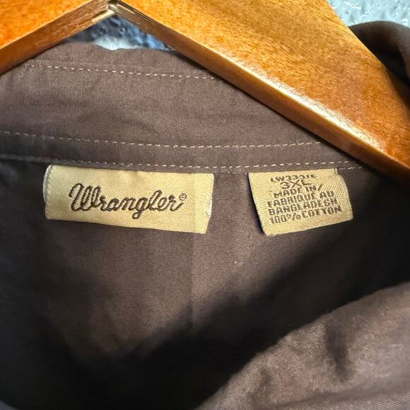 Wrangler Pearl Snap Embroidered Cotton Plus Size 3XL Western Wear - Picture 3 of 5